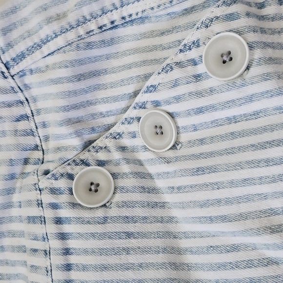 one 5 one Blue and White Striped Jean Shorts with 5.5" Inseam - Picture 4 of 11